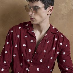 DENNISON Men Relaxed Fit Floral Printed Cuban Collar Casual Shirt-image-60