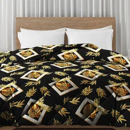 bsb home Black & Gold-Toned Floral Microfiber Mild Winter 233 GSM Double Bed Comforter-image-88