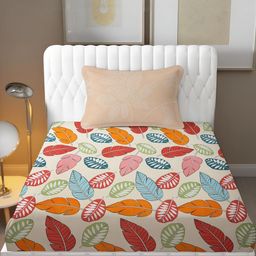 IVAZA Cream-Coloured 230 TC Geometric Single Bedsheet with 1 Pillow Covers-image-93