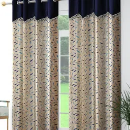 Galaxy Home Decor Blue Set of 2 Floral Window Curtain-image-96