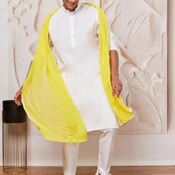 VASTRAMAY Mandarin Collar Straight Kurta With Trousers & Dupatta-picture-22