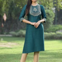 Juniper Women Embroidered Flared Sleeves Kurta-image-92