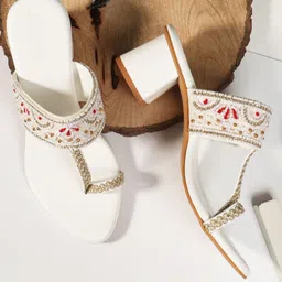 ZAPATOZ Women Embroidered One Toe Block Heel Sandals-picture-40
