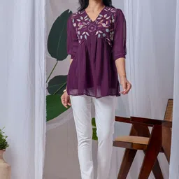 HEMANG FASHION Women Embroidered V-Neck Top-picture-42