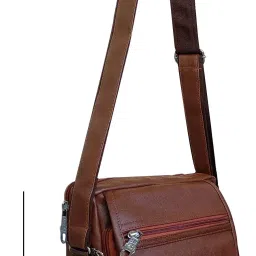 Tan Men & Women Sling Bag - Regular Size Artificial Leather -Body Large Sling Bag for Men/Boys-image-23