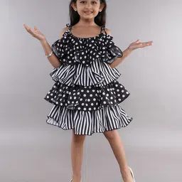 Pink Chick Polka Dot Striped Layered A-Line Dress-picture-15