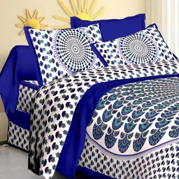 Myntra Elegant Homes Ethnic Motifs 144 TC Queen Cotton Bedsheet with 2 Pillow Covers-image-39