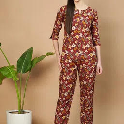 ETC Women Floral Printed Pure Cotton Night suit-image-96