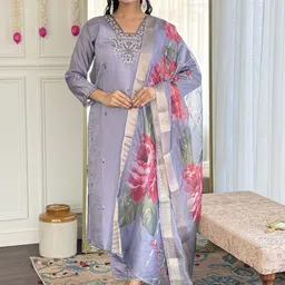 Siya Fashion Embroidered Square Neck Thread Work Straight Kurta With Trousers And Dupatta-picture-34