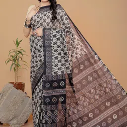 Jevi Prints Ethnic Motifs Pure Cotton Block Print Saree image 2