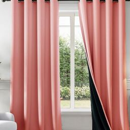 HOMEMONDE Peach-Coloured Black Out Long Door Curtain-image-67