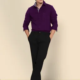 Moda Rapido Men Standard Fit Spread Collar Solid Cotton Formal Shirt-image-88