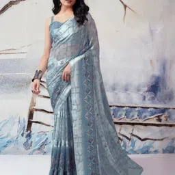 Sita Grey Pure Georgette Printed Sarees-picture-22