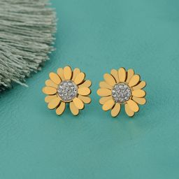Carlton London Gold Plated Floral Studs-21