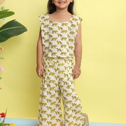 Here&Now X Kinder Kids Girls Animal Printed Pure Cotton Top with Trousers-image-68