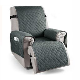 HOKIPO Grey Self Design Recliner Sofa Cover With Arms-99