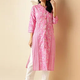 Vbuyz Women Floral Printed Thread Work Floral Kurta-image-28
