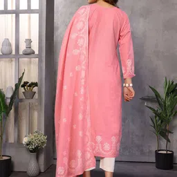 Royal Export Women Floral Regular Thread Work Kurta with Trousers & With Dupatta image 3