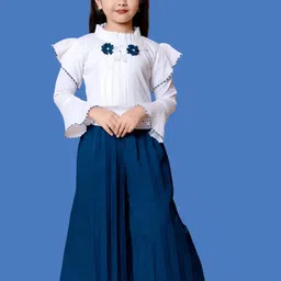 HSS TRENDS Kids-Unisex Blue Poly Georgette Clothing Set-image-91