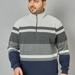 AUSTIVO Men Plus Size Striped Sweatshirt-image-29
