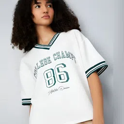 max Women Typography Printed Regular Fit T-shirt-image-74
