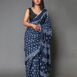 Craft Musium Floral Pure Cotton Bagru Saree-49