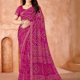 KALINI Bandhani Saree With Attached Lace And Matching Blouse Piece-picture-40