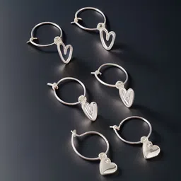 Accessorize Set Of 3 Crystals Studded Circular Shaped Hoop Earrings-2
