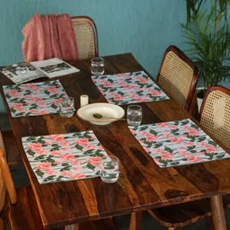 Abolee Homes 4-Pcs Pink & Green Lotus Printed TablePlacemat-image-29