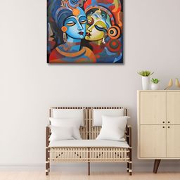 OLIVE TREE Blue & Orange 1 Piece Canvas Religious Wall Paintings-image-79