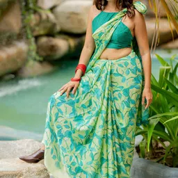 KALINI Women Abstract Printed Saree With Blouse Piece-picture-19