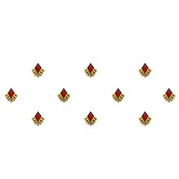 Comet Busters 10 Pcs Reusable Designer Bindis - Red & Gold-Toned image 3