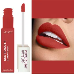 FORFOR Set of 2 Power Stay Matte Lips Non-Transfer 12 Hours Stay Velvet Matte Liquid Lipstick 4 ml Each- Candy Red 01- Mauve Matte 23 image 4