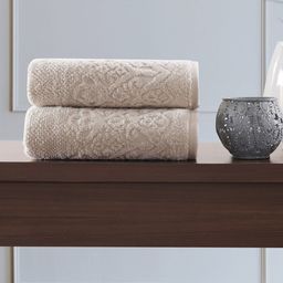 MASPAR Beige Pack of 2 Colorart Windsor 550 GSM Cotton Jacquard Hand Towel-45
