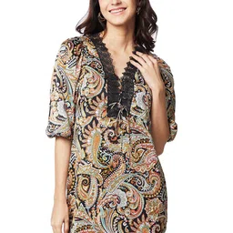 IZEL Women Ethnic Motifs Printed Sheath Above Knee Dress-image-74