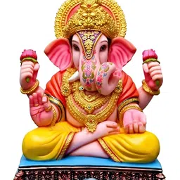 krishnagallery1 Peach Colored & Gold Toned Lord Ganesha Marble Idol Showpiece-51