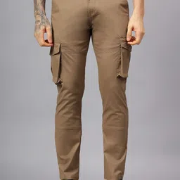 Mast & Harbour Men Relaxed Straight Leg Straight Fit Cargos Trousers-picture-45