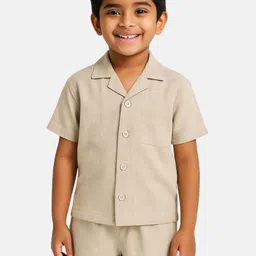 Pum Pum Boys Short Sleeves Pure Cotton Shirt With Shorts-image-80