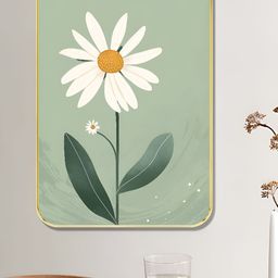 SAF Green & White Minimal Daisy Flower Wall Art-image-6