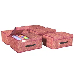 Kuber Industries Maroon 5 Pieces Foldable Double Lid Multi-Utility Organisers image 2