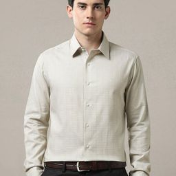 Arrow Men Classic Fit Spread Collar Textured Cotton Formal Shirt-image-72