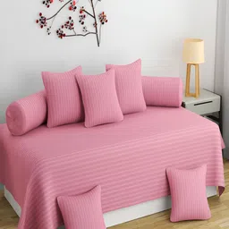 Aura Pink 8 Pieces Striped Diwan Set-10