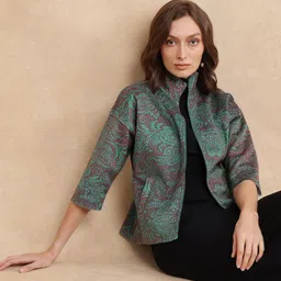 RAREISM Women Floral Cotton Tailored Jacket with Patchwork-image-51