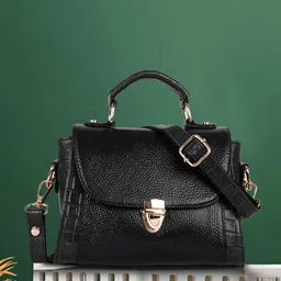 SPOTIC Women Textured Structured Leather Satchel Bag-8