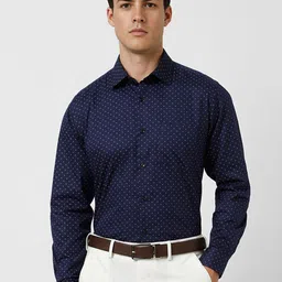 Van Heusen Men Regular Fit Spread Collar Micro Ditsy Printed Cotton Formal Shirt-image-37