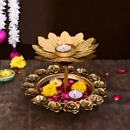 Aapno Rajasthan Lotus Urli With Candle Holder-image-13