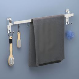 RUBOXA Silver-Toned Solid Stainless Steel Rod Bathroom Hanger-picture-46