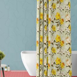 ArtzFolio Yellow & White Floral Printed Waterproof Shower Curtain-image-48