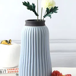 HABERE INDIA Blue & Black Textured Ceramic Flower Vases-image-34