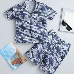 FOURFOLDS Boys Printed Short Sleeves Shirt With Shorts-47